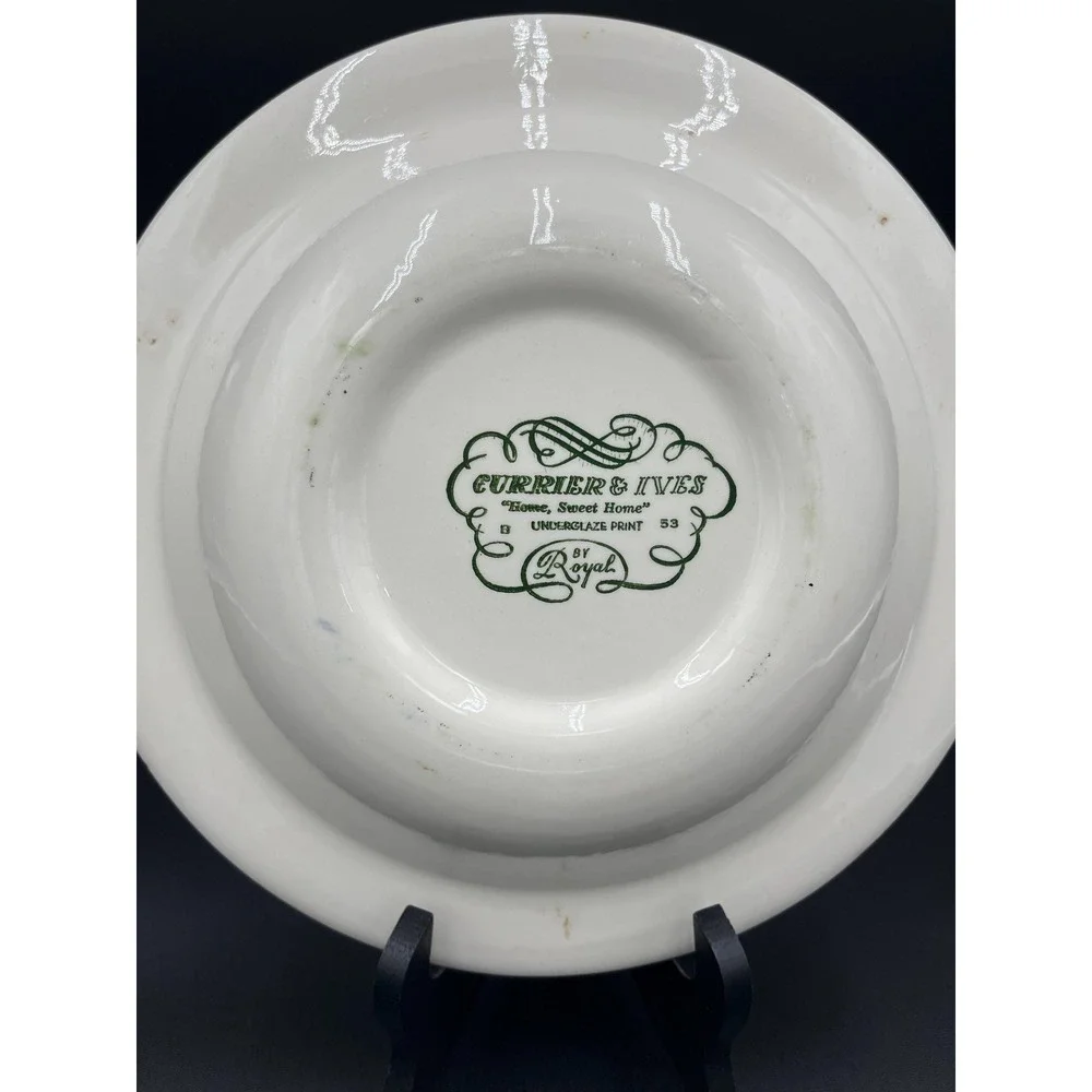 Royal Currier and Ives Serving Bowl: Home Sweet Home Blue